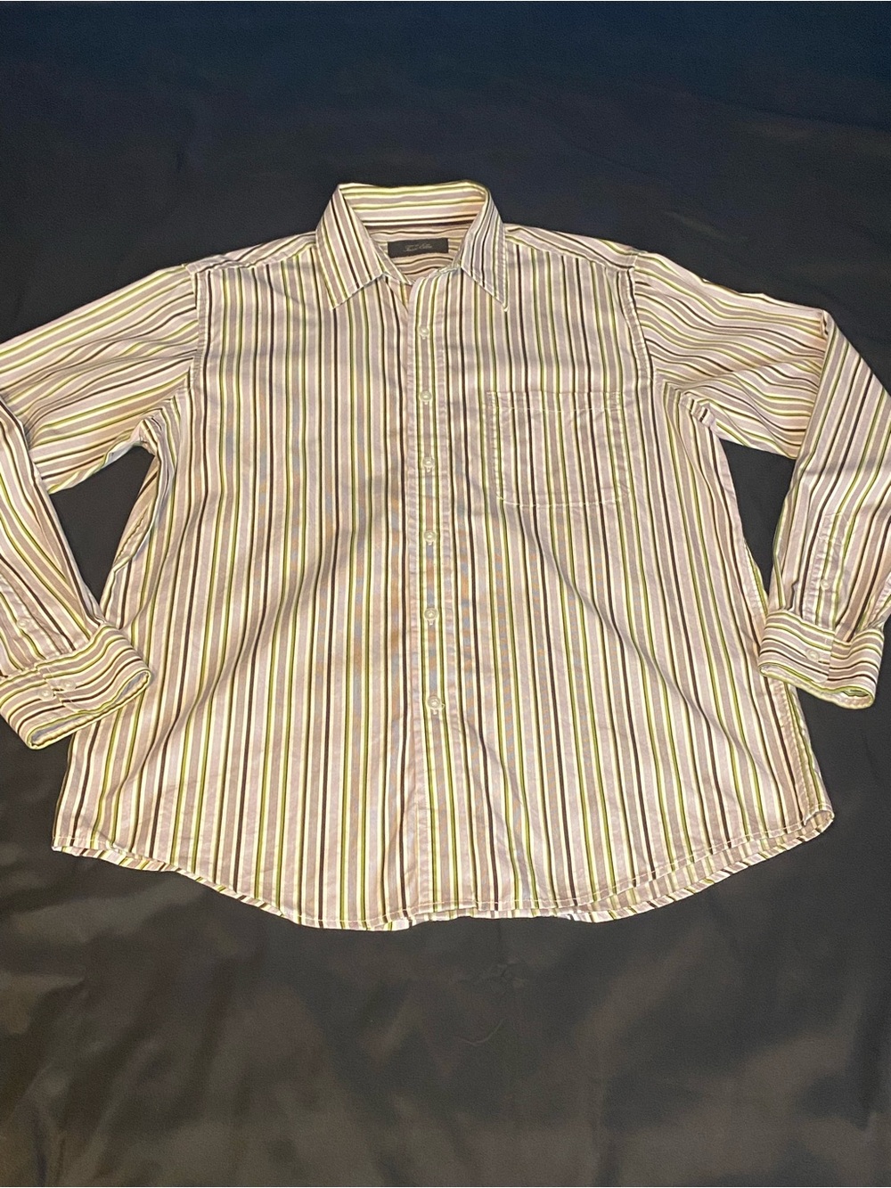 Tasso Elba Men's Long-Sleeve Striped Button-Down - Green & White